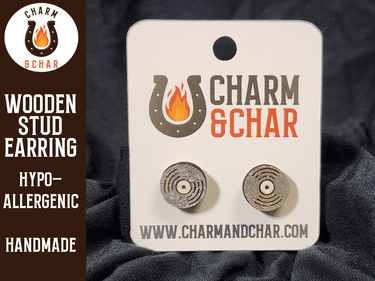 Vinyl Record Wood Stud Earrings - Music Fashion Earring - Stud Earring - Charm and Char